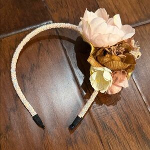 Girls Pink Floral Headband with Glitter Band